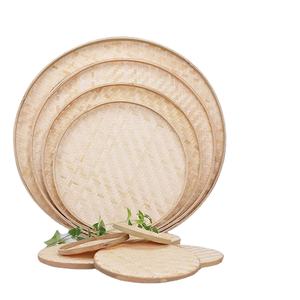 <span class=keywords><strong>Corbeille</strong></span> à poussière en bambou faite à la main, ornement mural, <span class=keywords><strong>peinture</strong></span> DIY, panier rond en osier pour servir des fruits, plateau plat peu profond, panier en bambou tissé - Product Image 1