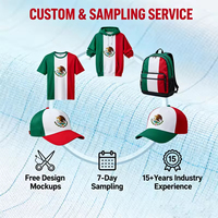 Venta al por mayor de diseño libre Bandera de México camiseta de aficionado al fútbol Día DE LA Independencia bandera 3D impresión completa camiseta para regalos corporativos