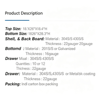 OEM ODM Xiangying Armoire à outils roulante compacte 26 pouces en acier inoxydable 430 à 12 tiroirs pour garage et réparation automobile, finition brossée