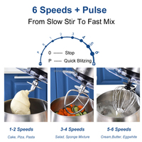 Mixer Makanan Elektrik Profesional Chef Master, Stainless Steel, 6 Kecepatan, Desain Tilt-Head, dengan Pengaduk Adonan, Mixer Stand Dapur untuk Toko Roti