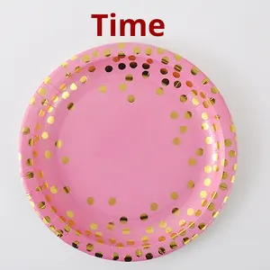 Juego de vajilla desechable de punto Rosa pequeño estampado en caliente elegante suministro transfronterizo de fábrica para fiestas de San Valentín incluye - Product Image 3