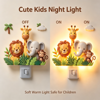 Veilleuse LED en plastique OEM d'usine, animaux de la savane, rotative à 360°, lumière douce et chaude, décor de chambre d'enfant, style dessin animé, taille moyenne