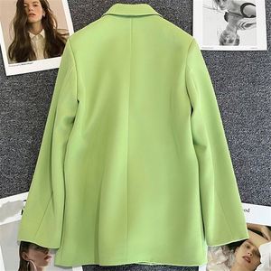 薄手の秋用無地スモールスーツジャケット レディース カジュアルコート ダブルブレスト エレガント オフィスレディーブレザー - Product Image 6