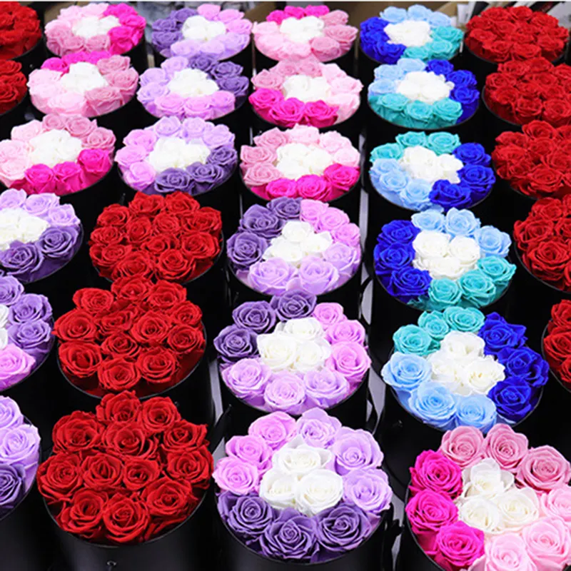 China Wholesale Real Preserved Eternal Flowers Artificial Eternal Rose Preserved Flower Box For Mother Valentine's Day Gift