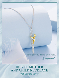 Collana con Pendente Scintillante in <span class=keywords><strong>Argento</strong></span> Sterling <span class=keywords><strong>925</strong></span>, Abbraccio Madre e Figlio, <span class=keywords><strong>Catena</strong></span> Regolabile 40+5 cm (15.75+1.97 Pollici) - Product Image 5