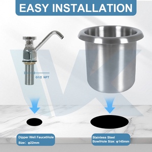 Juego de Lavavasos Comercial de Acero Inoxidable con Grifo para Cafetería y Barra, Incluye Cuchara para Helado - Product Image 2