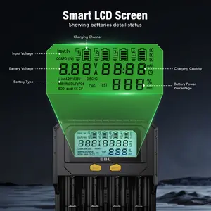 Carregador de teste de bateria de lítio AA EBL 18650 para baterias recarregáveis Ni-MH móveis inteligentes de 3,6 V 3.7 V Li-ion 3.2 V LiFePO4 1.2 V