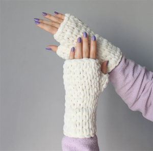 SZ1203 confortable cadeau de noël crème Chenille mitaines textos gants gros épais chaud tricot mitaines pour les femmes - Product Image 1