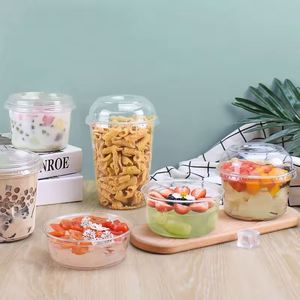 Tazones de Plástico Desechables Libres de BPA para Ensaladas, 8oz, 12oz, 16oz, 24oz, 32oz, Transparentes con Tapa para Llevar, Aptos para Alimentos - Product Image 1