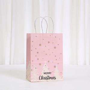 Nuova Collezione di Sacchetti di Carta Kraft <span class=keywords><strong>Rosa</strong></span> di Alta Qualità con Stampa UV a Tema Natalizio, Confezioni per Caramelle per Feste di Natale, Vendita all'Ingrosso - Product Image 3