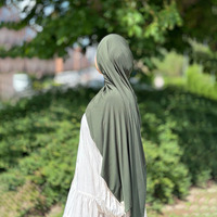 Hijab en jersey liquide de qualité supérieure à étiquette privée, broderie personnalisée du logo, foulard islamique pour femmes musulmanes