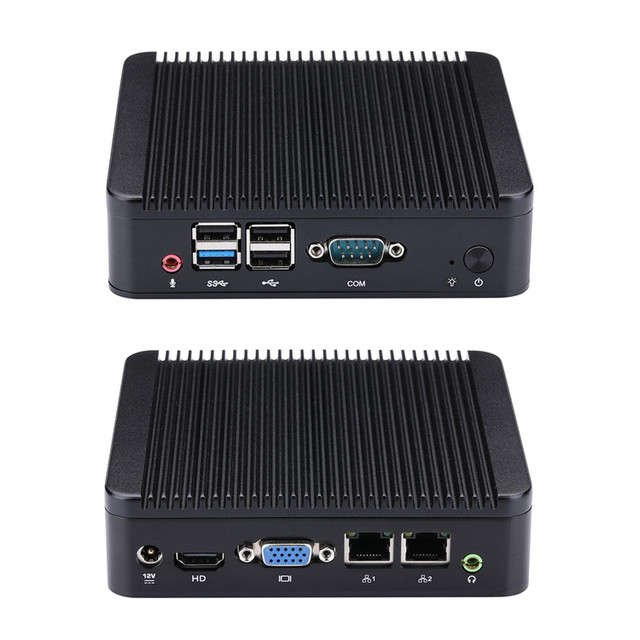 Qotom J1900 Quad Core Fanless Desktop Soft Routing 2 LAN Micro Mini Computer Firewall Low Power Mini PC