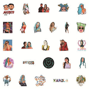 ZY1794C 50 Piezas Nuevas Pegatinas de Vinilo Recortadas de la Cantante <span class=keywords><strong>KAROL</strong></span> <span class=keywords><strong>G</strong></span>, Decorativas para Laptop, Patineta, Celular, Equipaje, Guitarra, para Adolescentes - Product Image 3