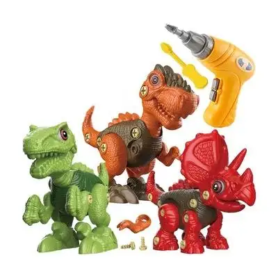 Mainan Bor Rakit Anak, Mainan Dinosaurus DIY Bongkar Pasang untuk Anak-anak Umur 3 4 5 6 7 Tahun Anak Laki-laki dan Perempuan 4 Set