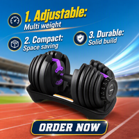 Haltères réglables Quick Select, 15 réglages, 24 kg, pour débutants et entraînement à domicile