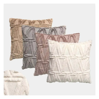 Housse de coussin en polyester à motif géométrique moderne nordique unique Innermor, à rayures carrées, fermeture éclair, tissée