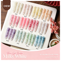 Miss Gooey Summer Sheer Milky Floral Hema/tpo Free 12Colors Milky White Base Gel Extension Hard Gel Polish for Nail Salon
