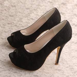 Scarpe da Sposa con <span class=keywords><strong>Tacco</strong></span> Alto e Punta Aperta in Pizzo Crema - Product Image 2