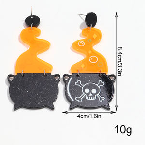 2025 nouveauté personnalisé néon pendentif haute qualité acrylique drôle crâne toxique gaz boucles d'oreilles pour les femmes - Product Image 5