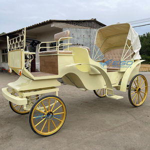 Calèche électrique jaune, calèche à chevaux, chariot royal électrique à 4 roues en acier pour mariage - Product Image 4