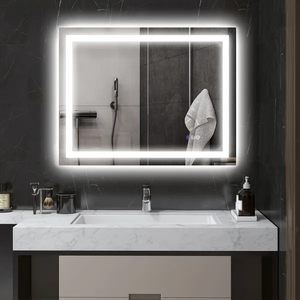 Fashion Hot Sale Modern Design <b>Rectangle</b> Cross Border LED 3 Color Illuminated Touch Screen Dimmable Metal Frame Cosmetic <b>Mirror</b> - Product Image 3