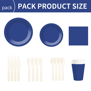 DAMAI Solid Color Party Supplies <b>Black</b> Blue Paper Dinnerware <b>Set</b> Disposable 7 Inch 9 Inch <b>Dinner</b> Plates Paper Cup Cutlery Napkin - Product Image 6