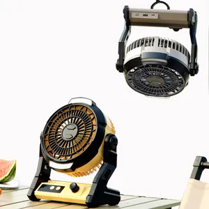 Newest 10000mAh Indoor&Outdoor Camping Desktop Four Wind Speeds Control Table Fan Self-Contained Light Desk Fan