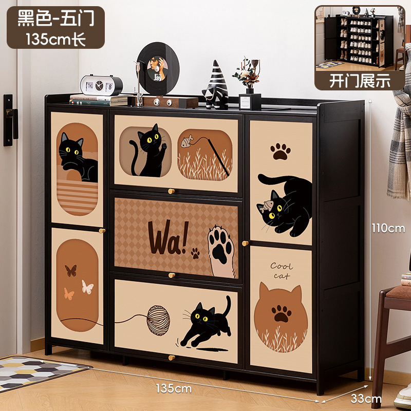[Cartoon Kitten Print] Black - 5 Doors 135mm Length