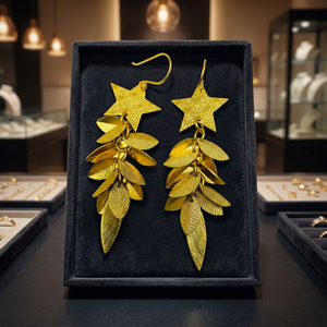 Classic Unisex 18K <b>Gold</b> Plated Brass Copper Alloy Drop <b>Earrings</b> Uneven Design Heart Shape Party - Product Image 3