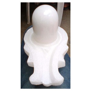 Shivling de mármol blanco de alabastro para adoración - Product Image 1