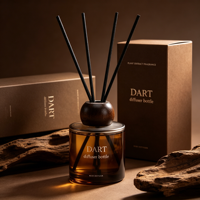 Bouteille diffuseur de parfum en verre rond 50ml 100ml, flacon cylindrique transparent à large ouverture avec bouchon boule en bois