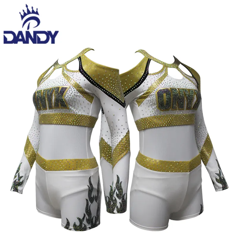 Customize cheer dance wear rhinestone cheerleader costumes wholesale sexy cheerleading uniforms sets