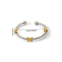 Bracelet croisé torsadé en argent bicolore 18K pour femmes Designer Dupes Fashion Charm Jewelry Two Tone Bangle Cuff