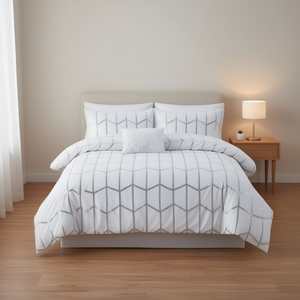 Juego de Edredón de 8 Piezas, 100% Algodón, Estampado Floral Moderno, Tamaño King y Queen, Relleno de Poliéster Desechable - Product Image 2