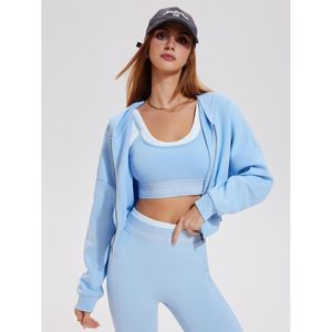 Womens <b>Zip</b> <b>Up</b> Hoodie <b>Cropped</b> Sweatshirt Long Sleeve Hooded Workout Jacket Y2K Casual Coat Breathable Knitted Spandex Polyester - Product Image 2