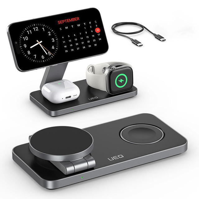 WirMagnetic 3 in 1 Wireless Charging Station for iPhone /Samsung Fast Wireless Charger Stand for Iphone 17/ 16/15/14/13/12