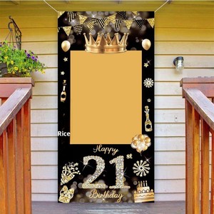 Bannière de porte scintillante Or Noir pour 30e <span class=keywords><strong>anniversaire</strong></span>, Décoration de fête <span class=keywords><strong>Joyeux</strong></span> <span class=keywords><strong>Anniversaire</strong></span>, <span class=keywords><strong>Affiche</strong></span> de fond - Product Image 3