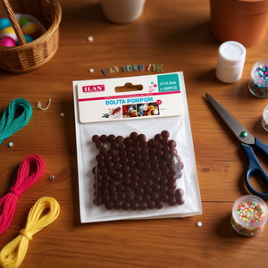 Ilan Bolita Pompom 0.8Cm 100Pcs Colore Caffè Forniture per Artigianato - Product Image 2