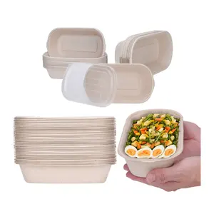 RUIBAMBOO 800ml caja de carton para comida Biodegradable disposable Container Lunch Boxes school lunch box meal prep containers