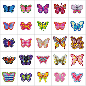 Patch en tissu polyester brodé à thème papillon de dessin animé mignon pour vêtements, sacs, chapeaux et jeans - Patch décoratif DIY - Product Image 1