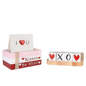 Adorno de escritorio de madera para el día de San Valentín, decoración interior cuadrada pequeña para familias, bodas y fiestas - Product Image 3