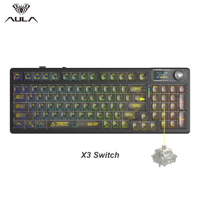 Keyboard Gaming Mekanik RGB Backlit Transparan Plastik Baru Aula F98Pro V3 dengan Wireless Tri-mode dan Daya Tahan Baterai 10000mAh