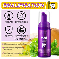 ELAMEI V34 Mousse Nettoyante Dentaire Violette – Dentifrice Blanchissant à Technologie de Correction des Couleurs – Éclaircissement Non Invasif – Élimine le Jaune