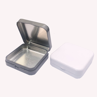 Mini petit conteneur de stockage portable personnalisé avec couvercle en métal gris argenté noir boîte rectangulaire à charnière en fer blanc conteneur