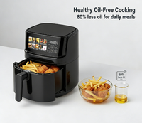 Friteuse à air chaud électrique moderne en plastique, capacité 8L, sans huile, pour la cuisson domestique, de forme carrée avec écran couleur