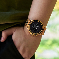 Montre chronographe à quartz en alliage d'or et bois d'ébène, style antique, avec cadran en verre 24H et aiguilles, livraison DDP
