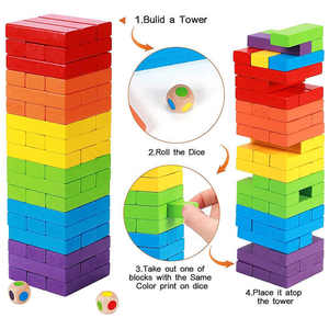 Luckykoo - Juego de Torre de Bloques Personalizado, Torre de Apilamiento de Bloques, Juguetes de Bloques de Madera - Product Image 3