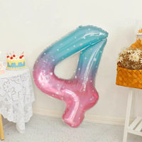 Ballon en Mylar géant de 40 pouces, chiffre arc-en-ciel effet gelée, dégradé ciel rêve, pour décoration de fête d'anniversaire