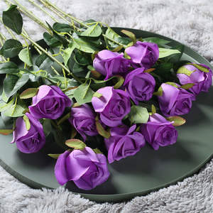 Rosas Artificiales <span class=keywords><strong>de</strong></span> Alta Calidad al por Mayor, Rosas Individuales Rojas y Blancas, Personalizadas, con Tacto Real, <span class=keywords><strong>Flores</strong></span> Decorativas - Product Image 4