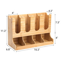 Organisateur de salle de pause en bambou à 8 compartiments, double niveau, pour distributeur de tasses à café, panier de rangement pour dosettes et supports de rangement pour articles jetables